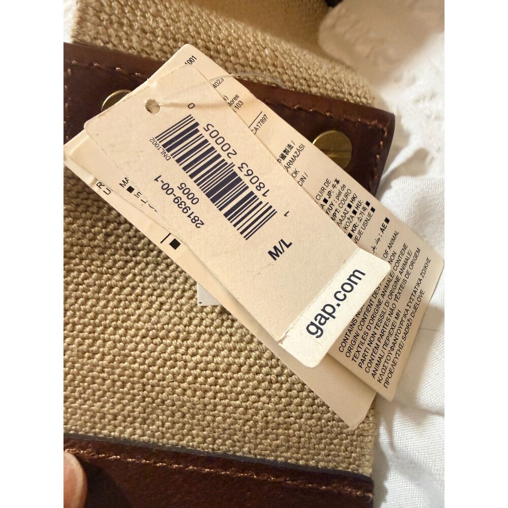 NWT Gap Canvas and Brown Leather Belt size M/L - Picture 6 of 7